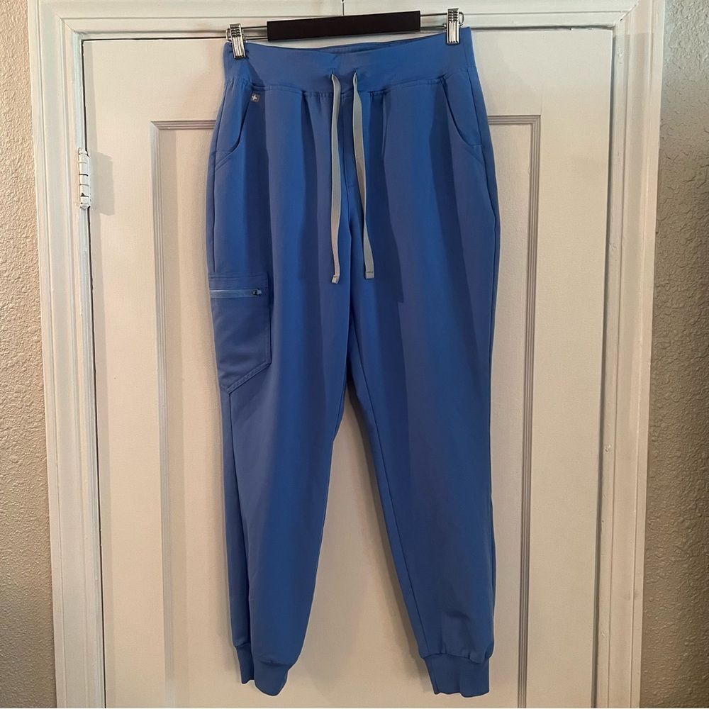 FIGS Zamora Jogger Scrub Pants Womens Blue Medium Drawstring Elastic Waist